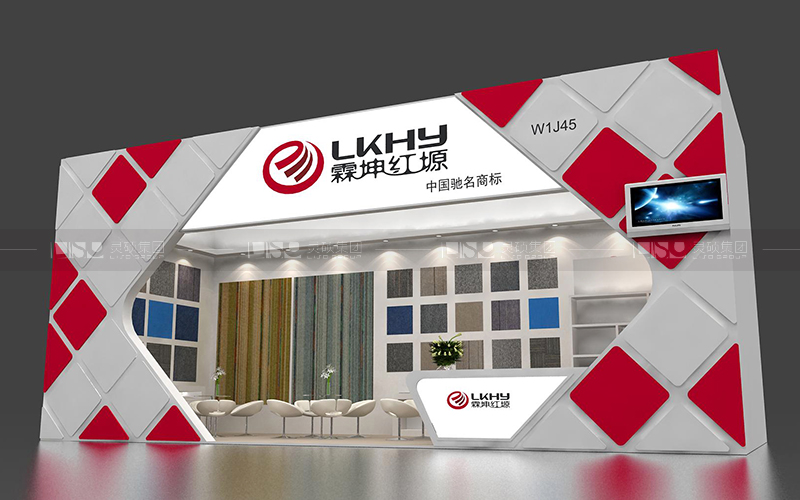 霖坤红塬-地材展台设计搭建案例