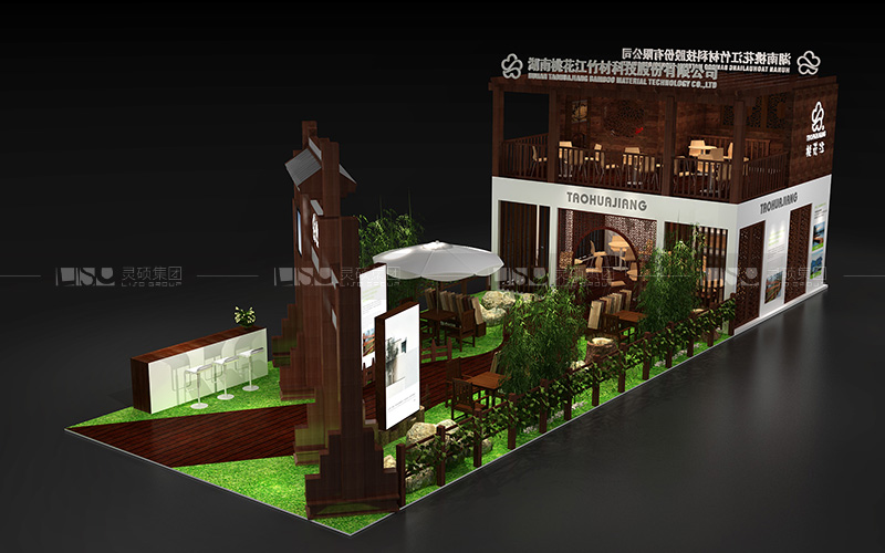 桃花江-地材展台设计搭建案例