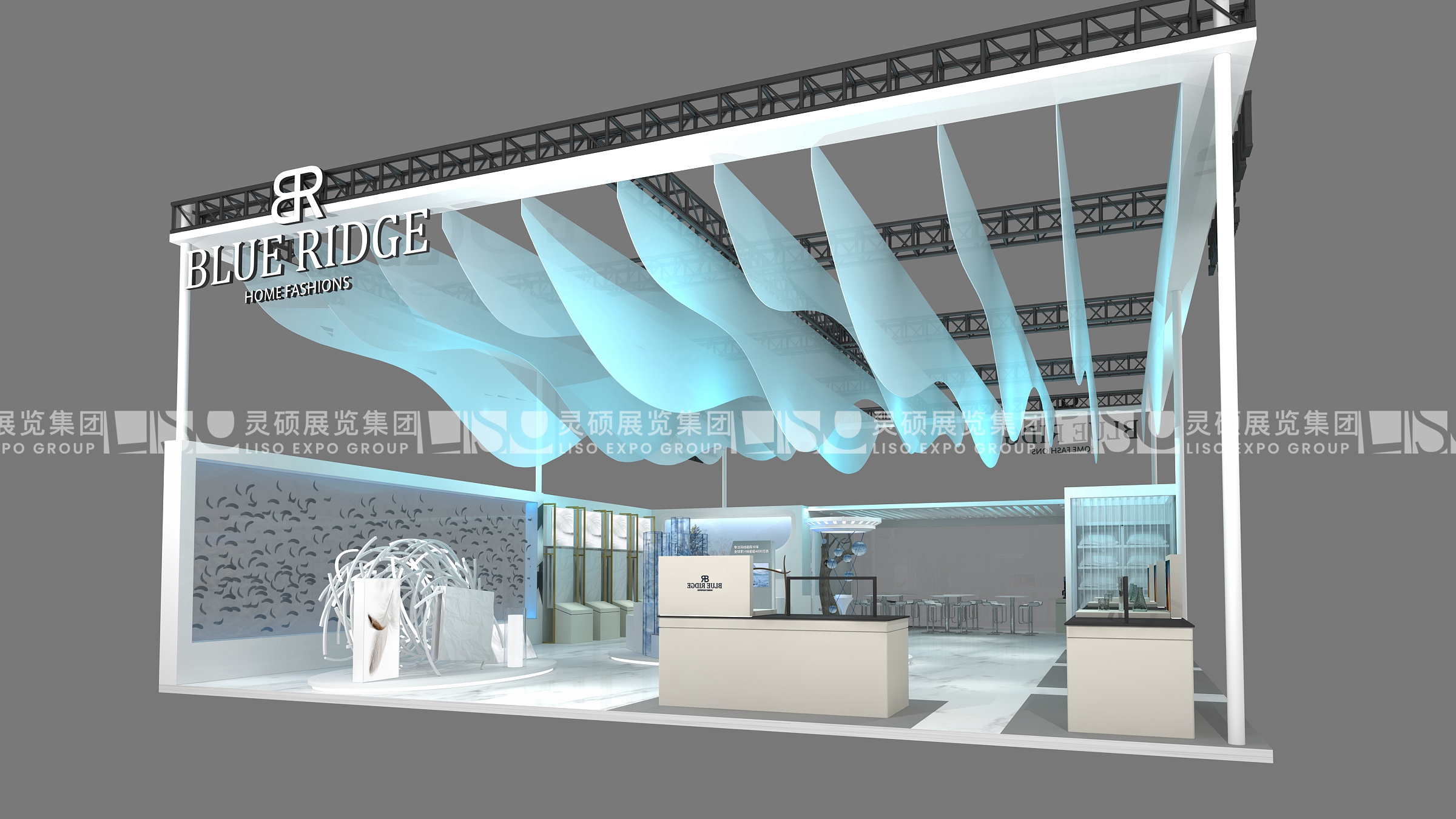 蓝岭家纺-上海展会展台设计搭建案例